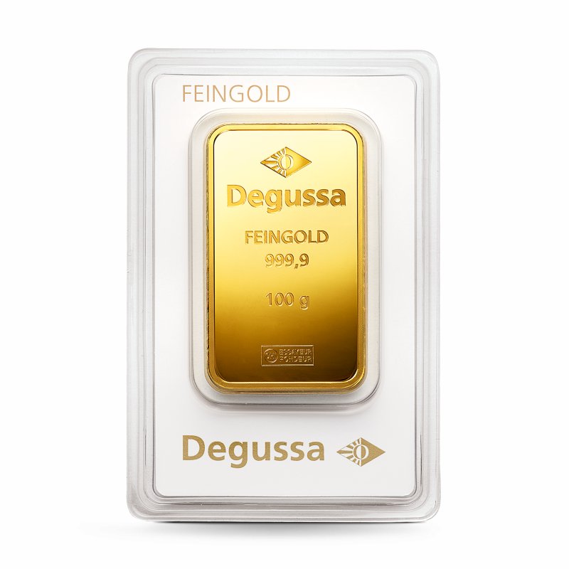 100 g Degussa Goldbarren (geprägt)